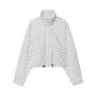 Jaqueta Bomber Feminina Oversized Com Bolinhas, Manga Longa, Zíper, Cropped, Estilo Aviador, plus