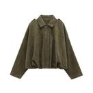 Jaqueta Bomber Feminina Oversized De Camurça Acolchoada Estilo Colegial Streetwear Com Zíper MUJER