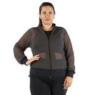 Jaqueta Bomber Feminina Plus Size em Tela com Bolsos e Ziper Cinza