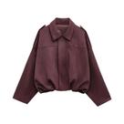 Jaqueta Bomber Feminina Vintage Com Textura De Camurça, Zíper, Manga Longa, Casaco Casual Para