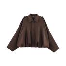 Jaqueta Bomber Feminina Vintage De Camurça Com Zíper E Lapela, Manga Longa, Estilo High Street,