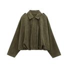Jaqueta Bomber Vintage Feminina Em Suede Com Manga Longa E Zíper, Casaco Com Bolsos, Moda De Rua