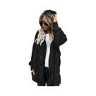 Jaqueta Cardigã Feminina Oversized Com Capuz De Dupla Camada De Fleece, Manga Longa, Quente Para