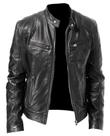 Jaqueta Couro Masculina Moderna Couro Resistente Slim Motoqueiro Jaqueta Couro Masculina Moderna Couro Resistente Slim Motoqueiro