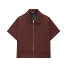Jaqueta Cropped Feminina Estilo Varsity Com Zíper E Manga Curta, Casaco Casual Para Férias MUJER