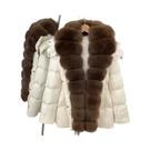 Jaqueta Curta Feminina De Inverno Marrom Com Pelo Genuíno Casaco Parka De Pelo OFTBUY