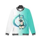 Jaqueta de beisebol contrastante de manga comprida Hatsunes Mikus Bomber J
