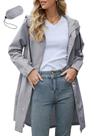 Jaqueta de chuva Zando Capa de chuva longa impermeável para mulheres cinza 2XL