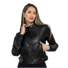 Jaqueta de Couro Casaco Feminino material sintético Impermeável Jaqueta de Couro Casaco Feminino material sintético Impermeável