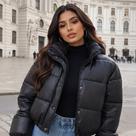 Jaqueta De Couro Feminina Puffer Bobojaco Cropped Peluciada