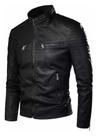 Jaqueta de couro Masculina Forrada Motoqueiro Inverno - P (preta)
