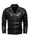 Jaqueta de Couro Masculina Impermeável Moda Inverno Estilo Motoqueiro
