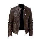 Jaqueta De Couro Masculina Slim Fit Casual Estilo Motociclista 2024 Com Lapela Em PU, Antivento,