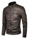 Jaqueta de couro masculina slim Preta - P