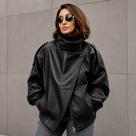 Jaqueta De Couro Oversized Feminina Outono Inverno Manga Longa Casaco Casual Outwear Estilo Blogueir Jaqueta De Couro Oversized Feminina Outono Inverno Manga Longa Casaco Casual Outwear Estilo Blogueir