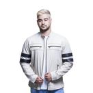 Jaqueta de Couro Slim Marfim e Preto