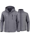 Jaqueta de esqui wantdo, casaco de inverno masculino 3 em 1, à prova de vento, cinza S
