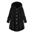 Jaqueta de inverno Ymperjum Button Plush Tops com capuz e casaco solto