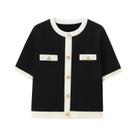 Jaqueta de Malha Feminina - Casual, Manga Curta, Gola Redonda Jaqueta de Malha Feminina - Casual, Manga Curta, Gola Redonda