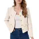 Jaqueta de tweed D Pastizales, blazers recortados para mulheres, bege
