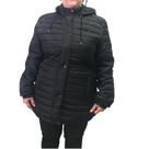 Jaqueta Dunialin Plus Size com Capuz Removível Preta 2171 Jaqueta Dunialin Plus Size com Capuz Removível Preta 2171