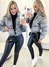 Jaqueta estonada cinza feminina TAM P