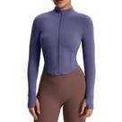 Jaqueta feminina Aoxjox Geo com zíper completo Velura Workout PlushFlex