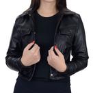 Jaqueta Feminina Autenticada Casual Cropped Preta - 7522