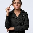 Jaqueta Feminina Biker Com Zíper Em Suede
