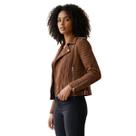 Jaqueta Feminina Biker em Suede Peluciada Cor:MarromTamanho:G