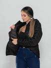 Jaqueta Feminina Bobojaco Puffer Preta de Zíper Capuz Removível Bolsos Internos
