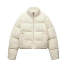 Jaqueta Feminina Branca De Gola Alta Em Algodão Grosso Tricotado, Elegante E Quente, Parka De Jaqueta Feminina Branca De Gola Alta Em Algodão Grosso Tricotado, Elegante E Quente, Parka De