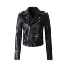 Jaqueta Feminina Casual De material sintético PU Com Zíper E Lapela Estilo Motociclista Fitaylor