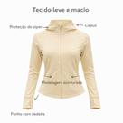 Jaqueta Feminina com Capuz e Punho com Dedeira, fitness, academia, treino, modelagem slim fit, leve e macio
