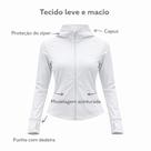 Jaqueta Feminina com Capuz e Punho com Dedeira, fitness, academia, treino, modelagem slim fit, leve e macio