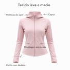 Jaqueta Feminina com Capuz e Punho com Dedeira, fitness, academia, treino, modelagem slim fit, leve e macio