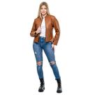 Jaqueta feminina de couro legitimo basica casual