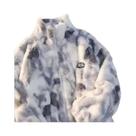 Jaqueta Feminina De Lã De Cordeiro Tie Dye Quente E Peluda Com Zíper, Casaco Grosso Casual Estilo