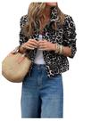Jaqueta feminina Floerns com estampa de leopardo, manga comprida
