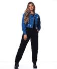 Jaqueta Feminina Jeans Cropped Com Elástico Razon Jeans Jaqueta Feminina Jeans Cropped Com Elástico Razon Jeans