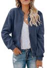 Jaqueta feminina MIROL Sherpa Fleece Faux Fuzzy Zip Up Bomber