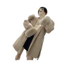 Jaqueta Feminina Oversize De Inverno Com Gola E Punhos De Pele De Raposa Genuína, Capuz E Lã Jaqueta Feminina Oversize De Inverno Com Gola E Punhos De Pele De Raposa Genuína, Capuz E Lã