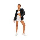 Jaqueta Feminina Oversize De Moletom Cor Sólida Com Botões Estilo Coreano Hip Hop Uniforme De Jaqueta Feminina Oversize De Moletom Cor Sólida Com Botões Estilo Coreano Hip Hop Uniforme De