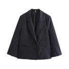 Jaqueta Feminina Oversized Com Listras E Ombros Almofadados, Moda De Rua Outono Inverno 2025 Jaqueta Feminina Oversized Com Listras E Ombros Almofadados, Moda De Rua Outono Inverno 2025