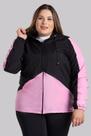 Jaqueta Feminina Plus Size em Microfibra Bicolor Bolso Frente com Forro e Capuz - Serena