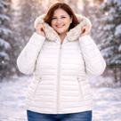 Jaqueta Feminina Plus Size Puffer Blusa De Frio Casaco Inverno Bobojaco Forrado Quente Com Capuz