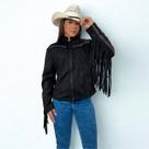 Jaqueta Feminina Preta Suede Com Brilho Tachas Os Vaqueiros