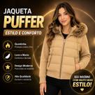Jaqueta Feminina Puffer Bobojaco Forrada Pelinho Inverno Casaco Blusa De Frio Grossa Com Capuz Remov