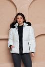 Jaqueta Feminina Puffer com Capuz Peluciado Bobojaco Inverno COR:BRANCOTAMANHO:P