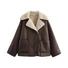 Jaqueta Feminina Quente De material sintético Com Manga Longa, Gola Lapela E Bolsos, Casual, Forrada Jaqueta Feminina Quente De material sintético Com Manga Longa, Gola Lapela E Bolsos, Casual, Forrada